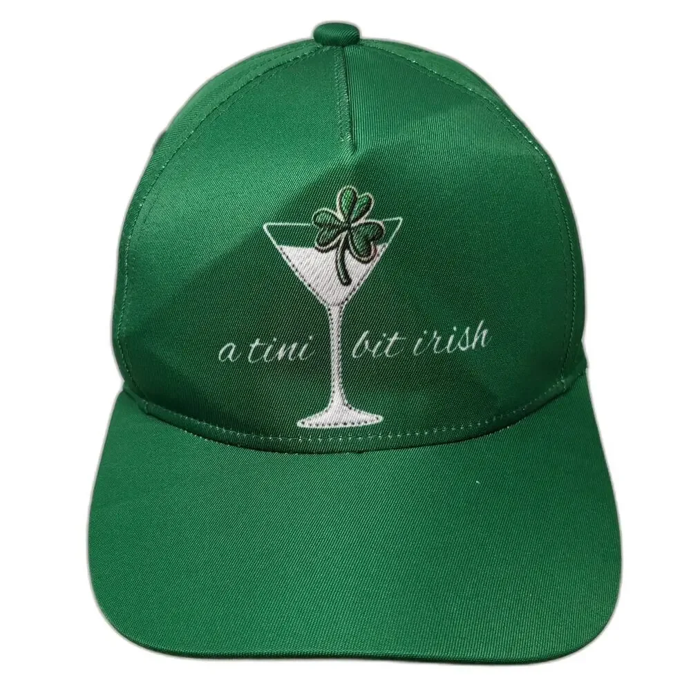 5 Panel Hat Green One Size Martini Glass Shamrock A Tini Bit Irish Snapback